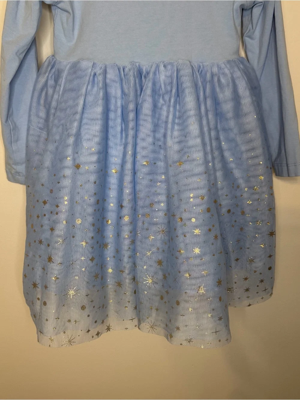Hanna Andersson Girls Blue Star Tulle Long Sleeve Princess Dress Size 4 100 cm